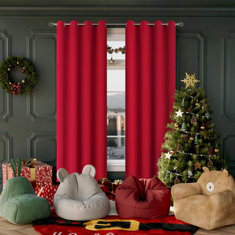 BGment Christmas Room Darkening Curtains 84 Inches Long - Grommet Thermal Insulated Drapes Window Treatment Curtains for Bedroom, 2 Panels, 52 x 84 Inch, Red - Image 2